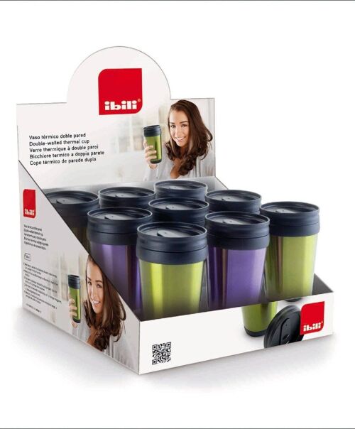 IBILI - Vaso termico doble pared 380 ml, Acero Inoxidable, Doble pared, Reutilizable, Vaso para café