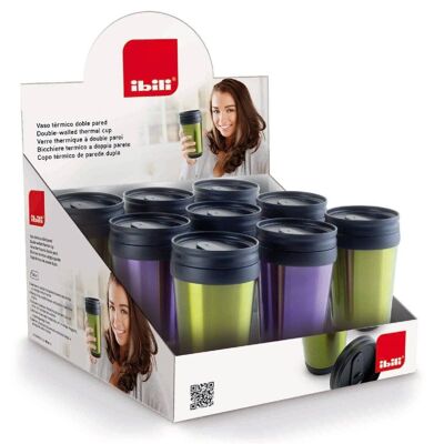 IBILI - Vaso termico doble pared 380 ml, Acero Inoxidable, Doble pared, Reutilizable, Vaso para café