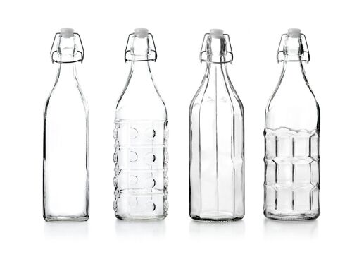 IBILI - Botella 1 lt, Vidrio, Reutilizable, Modelo aleatorio