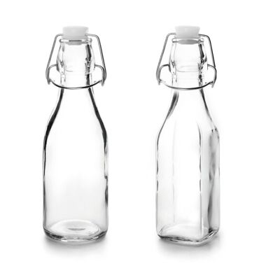 IBILI - Botella 0.25 lt vintage, Vidrio, Reutilizable, Modelo aleatorio