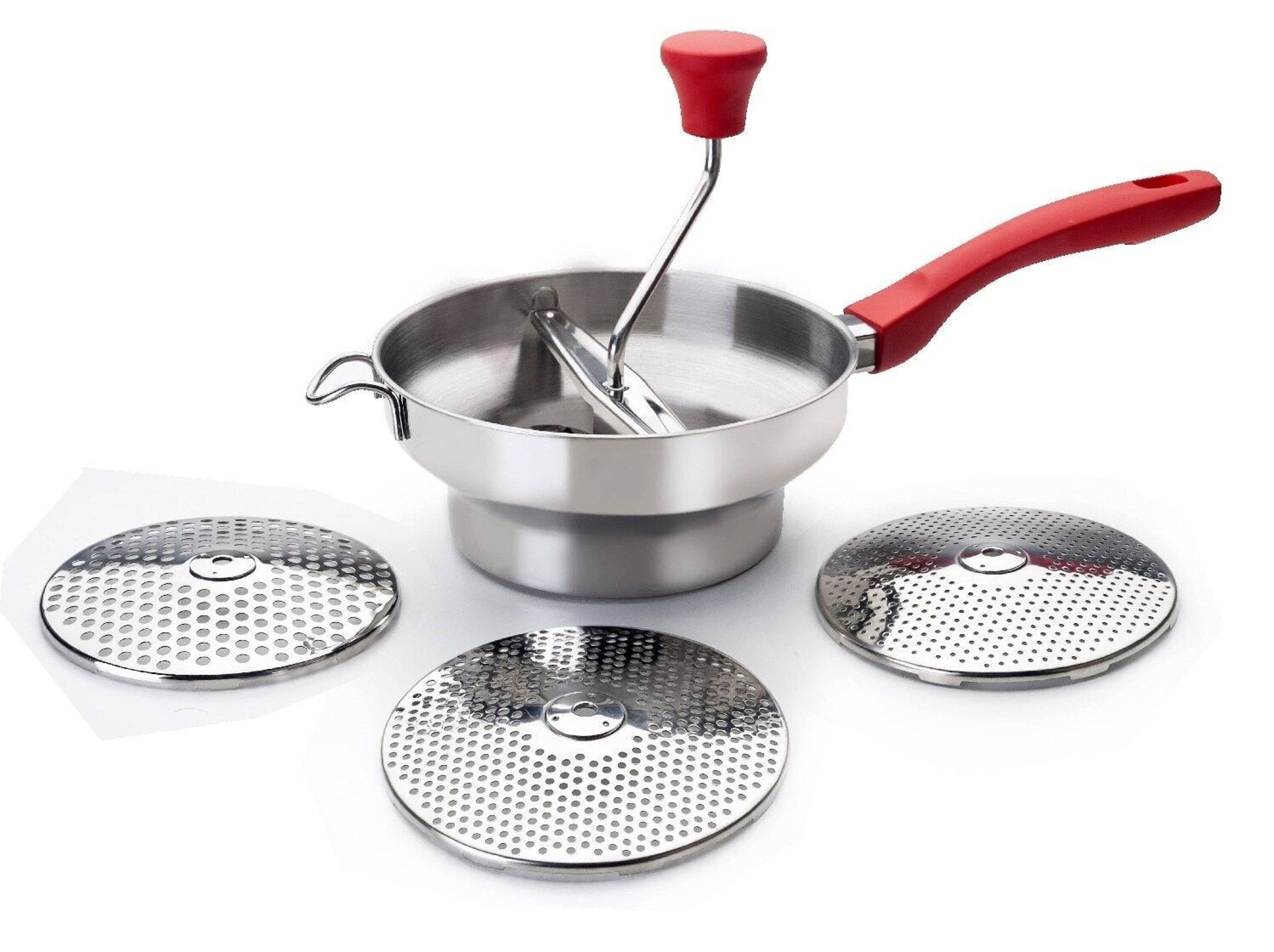  IBILI Food Mill Set Luxe with 3 Discs 20 cm, Stainless Steel,  Silver/Red : Home & Kitchen