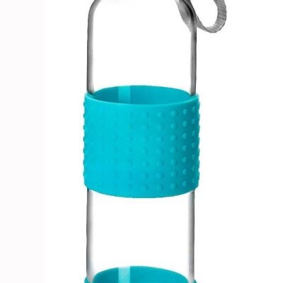 IBILI - Sky glass bottle 500 ml blue, Borosilicate, Reusable, anti-shock protector