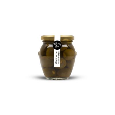 Aceitunas rellenas de almendras conservadas en aceite de oliva virgen extra 42% - 190 g
