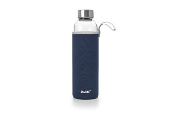 IBILI - Botella boros.neoprene dark blue 550 ml, Borosilicato, Reutilizable, protector anti-golpes 2