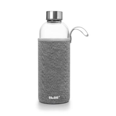 IBILI - Bottiglia in borosilicato grigio cotone da 550 ml, borosilicato, riutilizzabile, protezione anti-shock