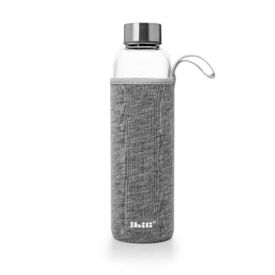 IBILI - Bottiglia in borosilicato grigio cotone 750 ml, borosilicato, riutilizzabile, protezione anti-shock