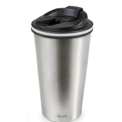 IBILI - Bicchiere termico satinato 410 ml, acciaio inox, doppia parete, riutilizzabile, bicchiere da caffè