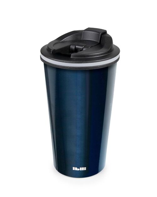 IBILI - Vaso termico blue 410 ml, Acero Inoxidable, Doble pared, Reutilizable, Vaso para café