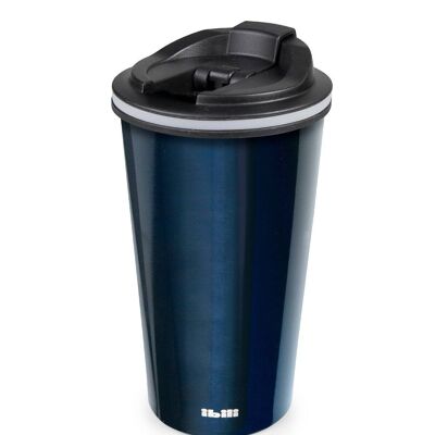 IBILI - Bicchiere termico blu da 410 ml, Acciaio inossidabile, Doppia parete, Riutilizzabile, Bicchiere da caffè