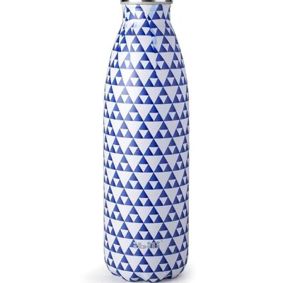 IBILI - Mosaic blue 500 thermos bottle, 18/10 stainless steel, double wall, reusable