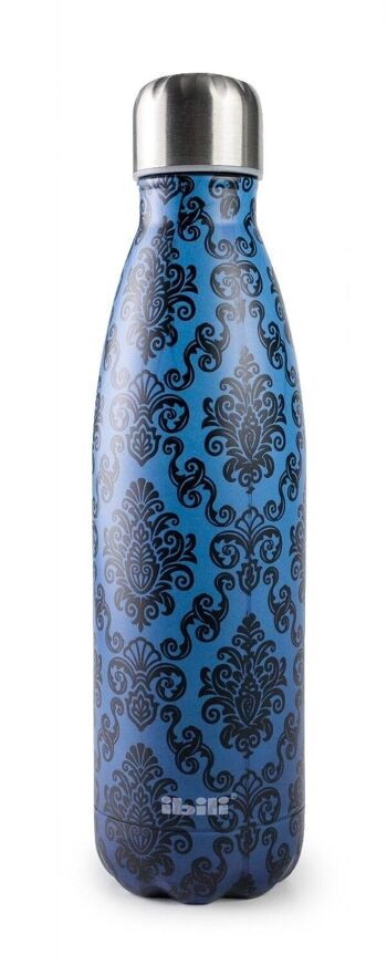 IBILI - Botella termo baroque blue 500, Acero Inoxidable 18/10, Doble pared, Reutilizable 2