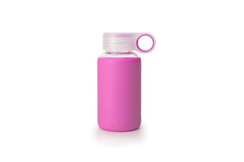 IBILI - Botella kid pink 200 ml, Borosilicato, Reutilizable, protector anti-golpes, botella para niños