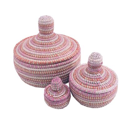 Set di 3 scatole impilabili-Thiapou tricolore fucsie