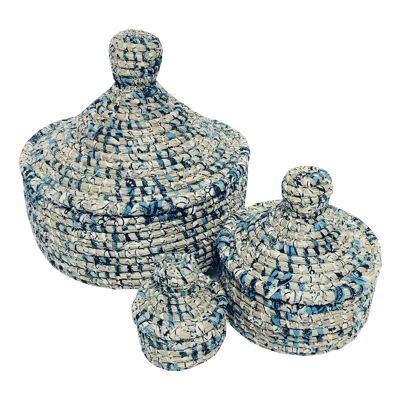 Thiapou Wax – Set de 3 boîtes gigones bleues