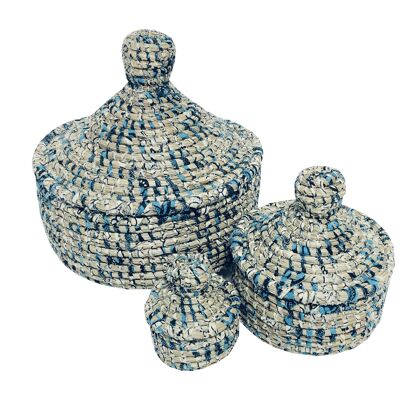 Thiapou Wax – Set de 3 boîtes gigones bleues