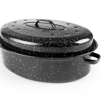 IBILI - Cocotte ovale nera, 34x27x13 cm, acciaio smaltato