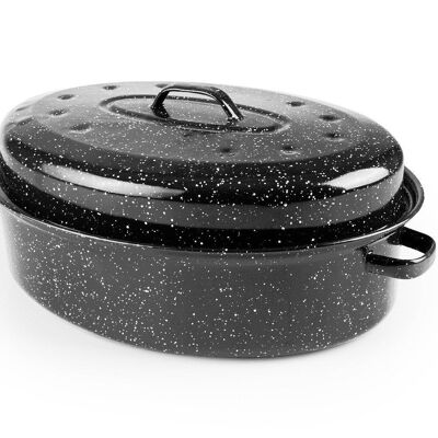 IBILI - Cocotte oval schwarz, 34x27x13 cm, emaillierter Stahl