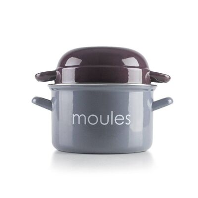 IBILI - Marmite à moules aubergines 18 cm en acier émaillé compatible induction