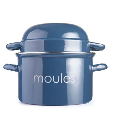 IBILI - Petrol mussel pot, 18 cm, enamelled steel, suitable for induction