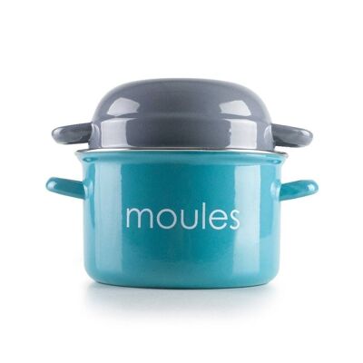 IBILI - Turquoise mussel pot, 18 cm, enameled steel, suitable for induction