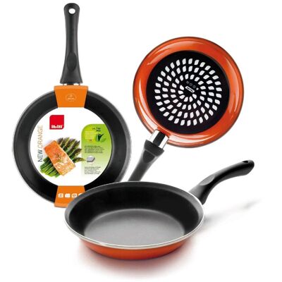IBILI - New orange frying pan, 18 cm, vitrified enamelled steel, non-stick, suitable for induction