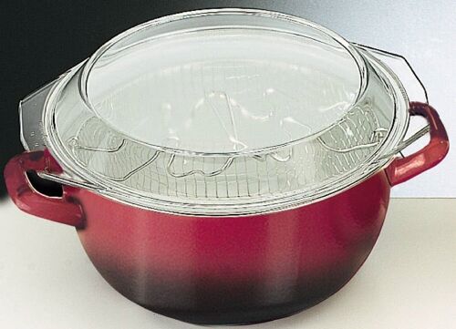 IBILI - Freidora con cestillo y tapa volcan, 24 cms, Acero esmaltado, Apto para induccion