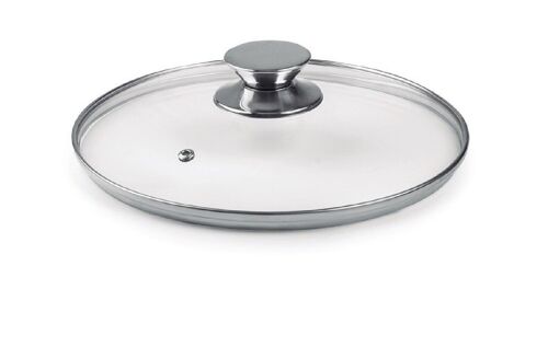 IBILI - Tapa de cristal pomo inox 12 cm