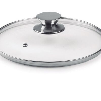 IBILI - Tapa de cristal pomo inox 12 cm