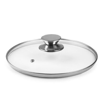 IBILI - Tapa de cristal pomo inox 18 cm