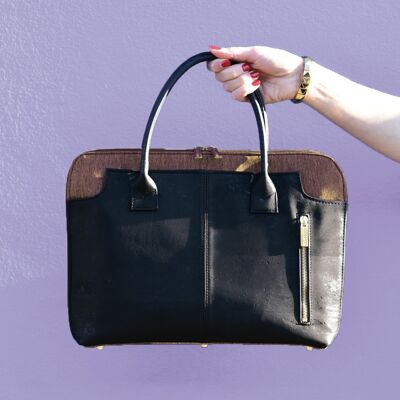 SAVVY BLACK-BROWN- 15" Business bag