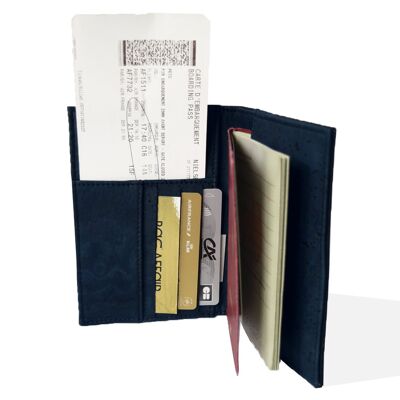 Porta pasaporte corcho negro-marino – unisex