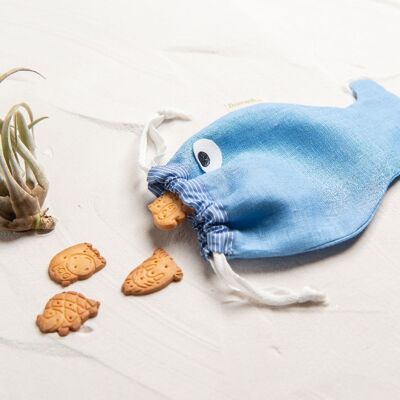 Linen bag for snacks, loose products, toys, treasure