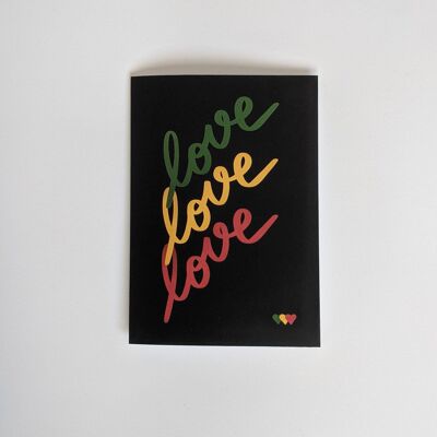 Grußkarte | Matte Black Love, Afro Caribbean, Reggae A6 Karte