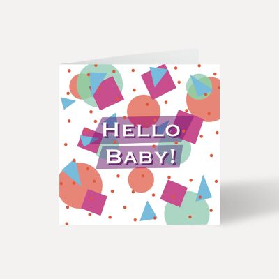Tarjeta de felicitación, Hola bebé tarjeta recién nacida | Púrpura