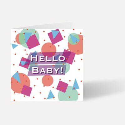 Tarjeta de felicitación, Hola bebé tarjeta recién nacida | Púrpura