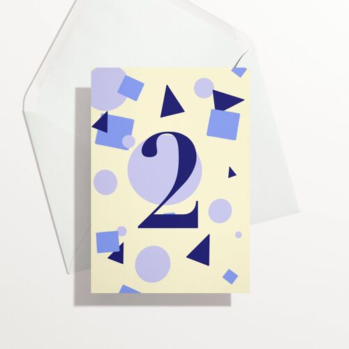 2nd Birthday Card | Blue shapes - Age 2 A