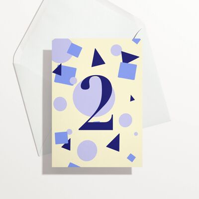 2ème carte d'anniversaire | Formes bleues - Âge 2 A