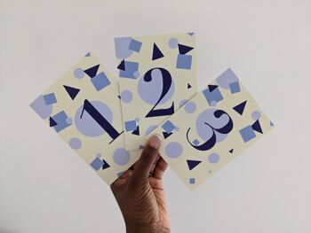 3ème carte d'anniversaire | Formes bleues - Âge 3 A 3