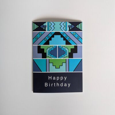 Design ispirato a Kente di buon compleanno - blu