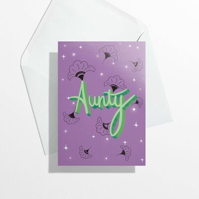 tarjeta de la tía | inspirado en África | Tarjeta de felicitación púrpura A6