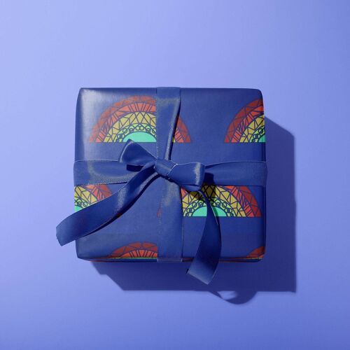 Rainbow Wrapping Paper - Dark Blue