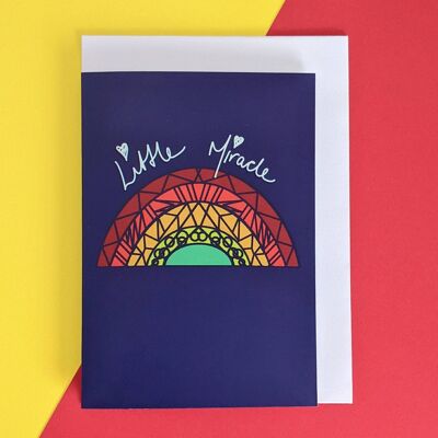 Dunkelblaue Regenbogen-neue Baby-Karte