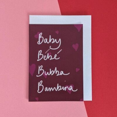 Neue Baby-Mädchen-Karte | Pflaume-Baby-Dusche-Karte