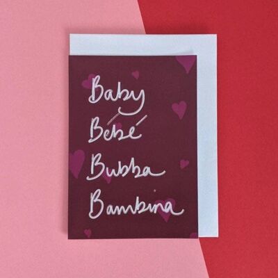 Nouvelle carte de bébé fille | Carte de douche de bébé prune