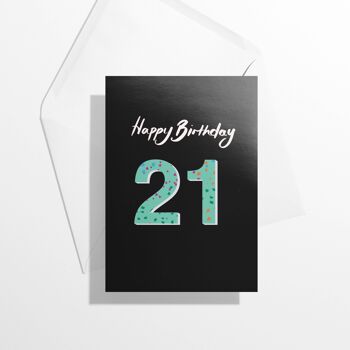 Carte 21e anniversaire | Noir mat et terrazzo 1