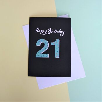 Carte 21e anniversaire | Noir mat et terrazzo 2