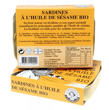 Sardines à l'huile de sésame Bio ( format classsique) 3