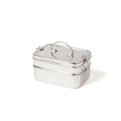 Brotbox XL Double - Extra large two-layer lunch box made of stainless steel with a capacity of 1.7 l