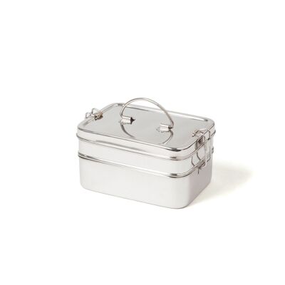 Brotbox XL Double - Fiambrera extra grande de dos capas fabricada en acero inoxidable con una capacidad de 1,7 l