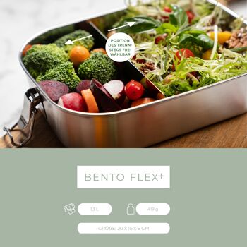 Bento Flex+ - boîte à lunch en acier inoxydable d'une capacité de 1,3 l et séparateur flexible 2